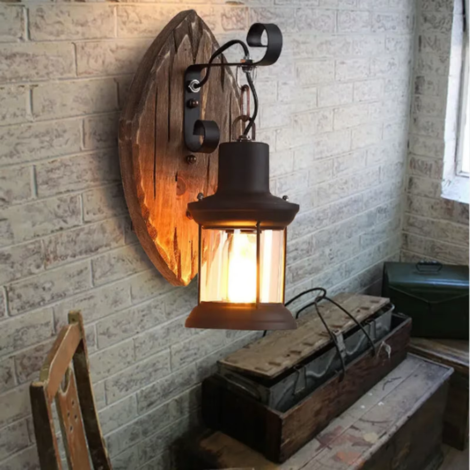 Applique murale industrielle en bois CANDLE